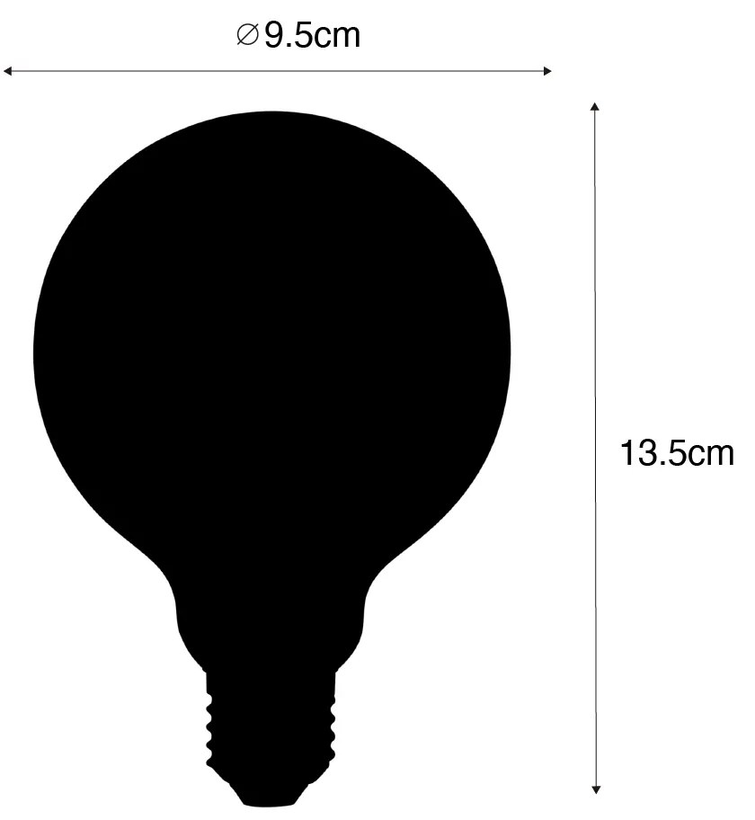 Conjunto de 5 Lâmpada LED E27 regulável em 3 etapas G95 vidro fosco 5W 550 lm 2700K