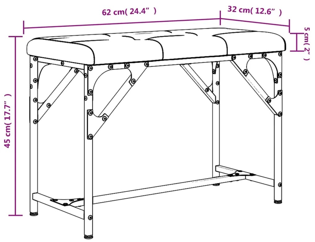Banco de jantar 62x32x45 cm aço e tecido cinzento-claro