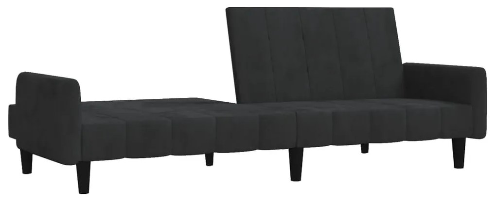 Sofá-cama de 2 lugares veludo preto