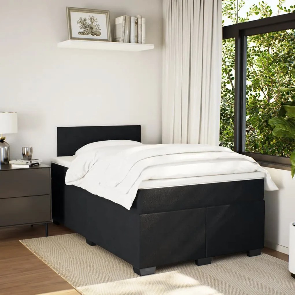 Cama boxspring com colchão 120x190 cm veludo preto