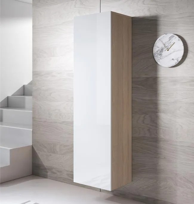 Armário de Parede Aveiro – 40x165 cm – Sonoma e Branco