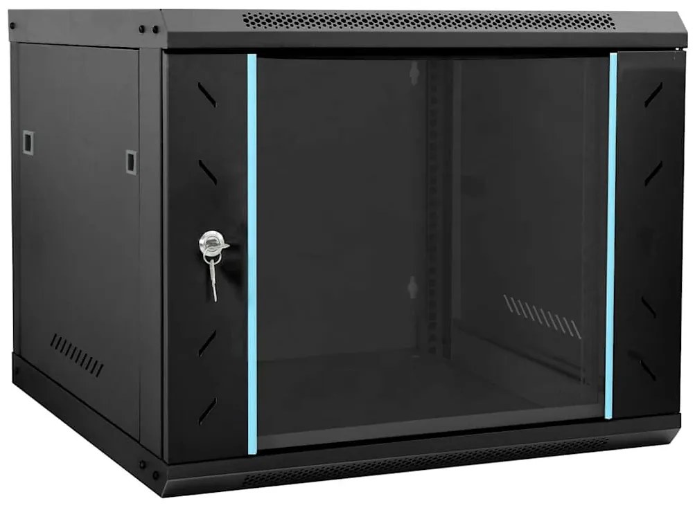 vidaXL Armário de Rede com armazenamento Preto 60 x 60 x 50 cm Aço