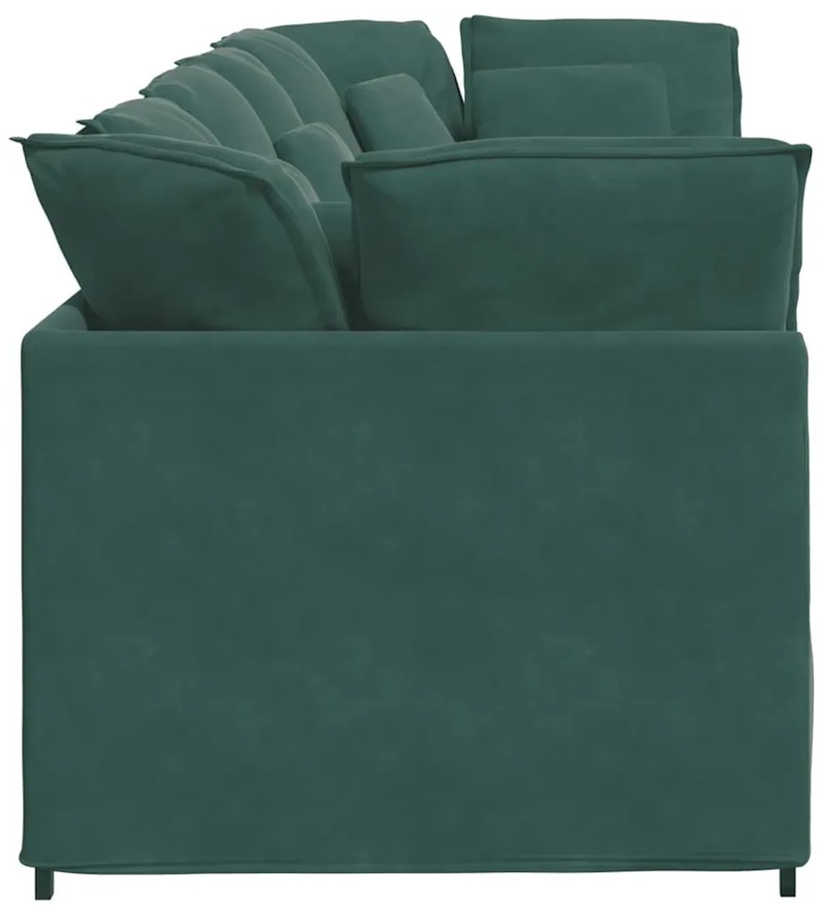 Sofá modular com almofadas veludo verde-escuro