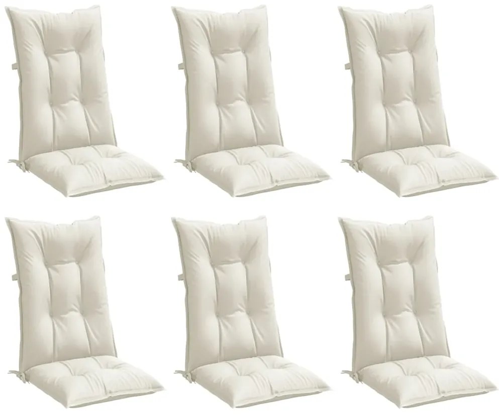 Almofadões para cadeiras altas 6 pcs mesclado tecido creme