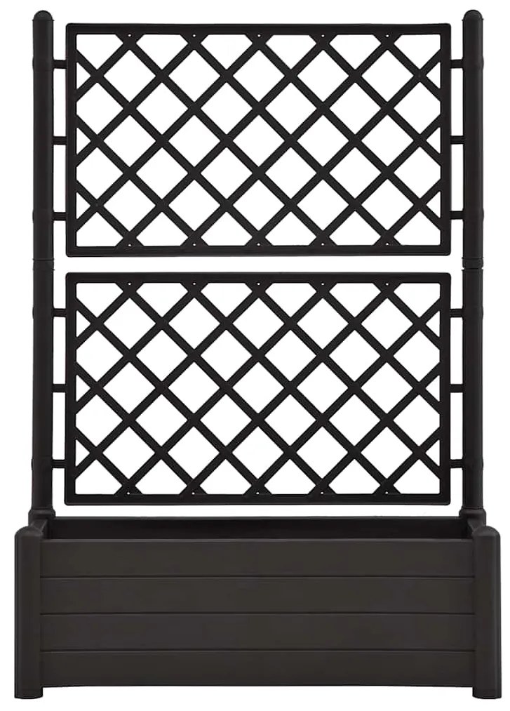 Vaso/floreira de jardim com treliça 100x43x142 cm PP antracite