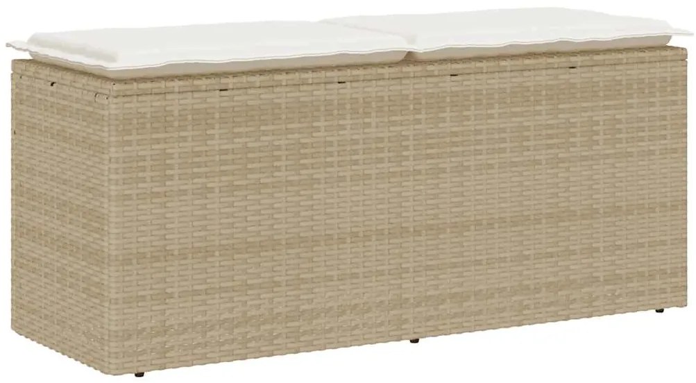 Banco de jardim com almofadão 110x40x44 cm vime PE bege