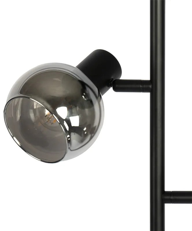 Candeeiro de pé Art Déco preto vidro fumê 3-luzes - VIDRO Art Deco