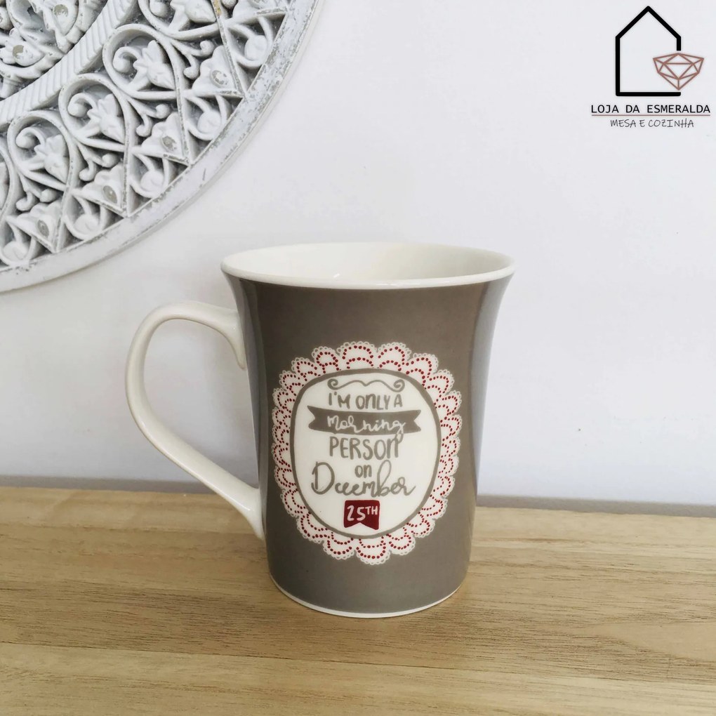 Caneca p/ Chá  Morning Person | Branco e Castanho