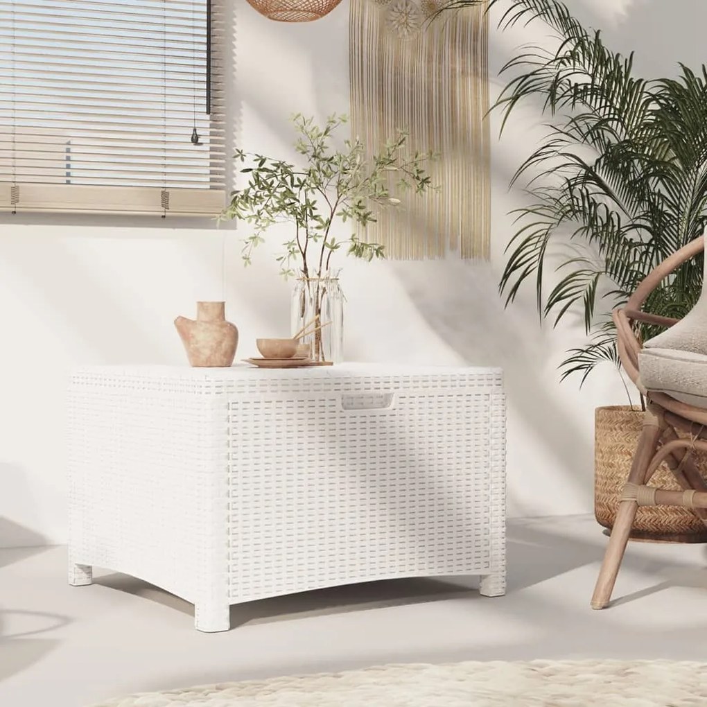 vidaXL Caixa de arrumação para jardim 60x54x41 cm vime PP branco