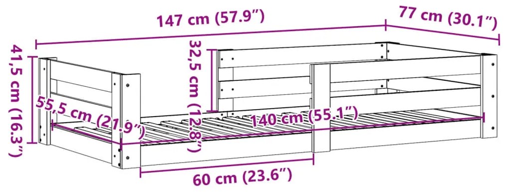 Cama sem colchão 70x140 cm madeira de pinho maciça castanho-mel