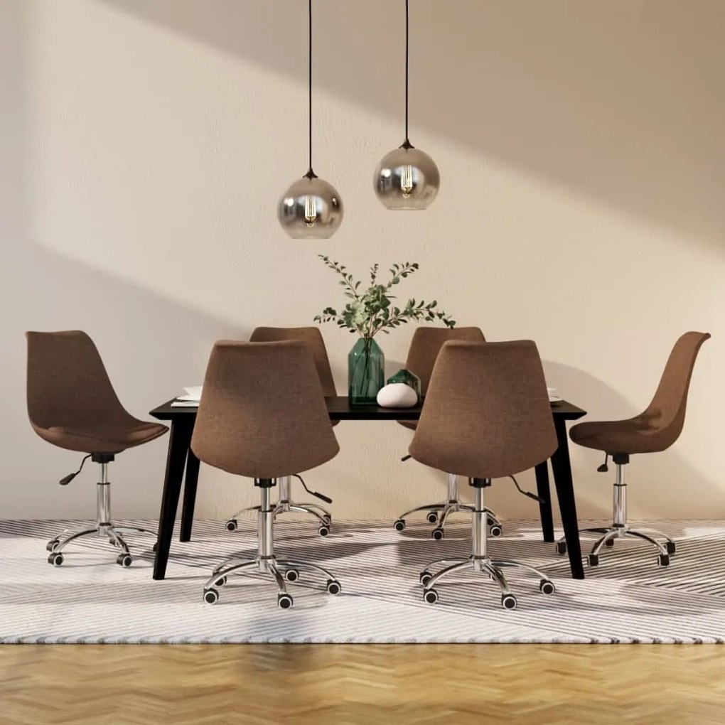 vidaXL Cadeiras de jantar giratórias 6 pcs tecido cinzento-acastanhado