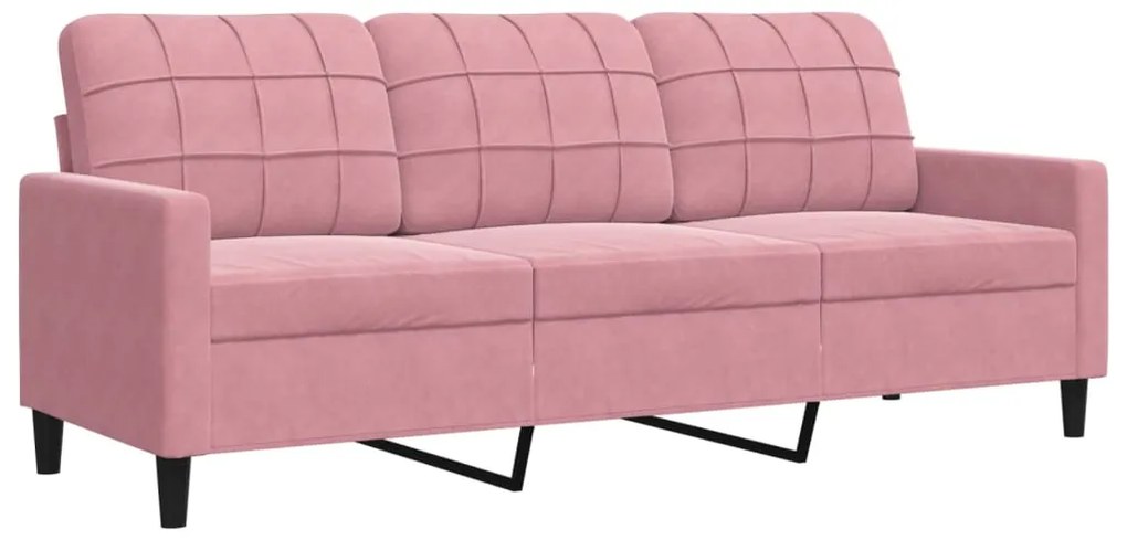 3 pcs conjunto de sofás com almofadões veludo rosa