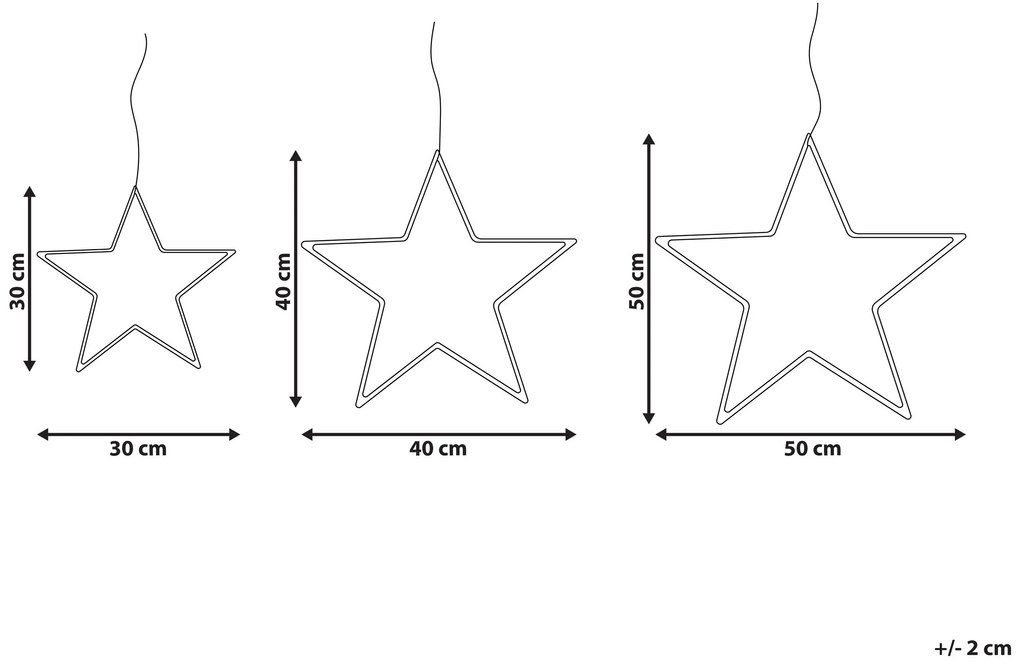 Conjunto de 3 decorações de parede com LED em forma de estrela KUNNARI Beliani