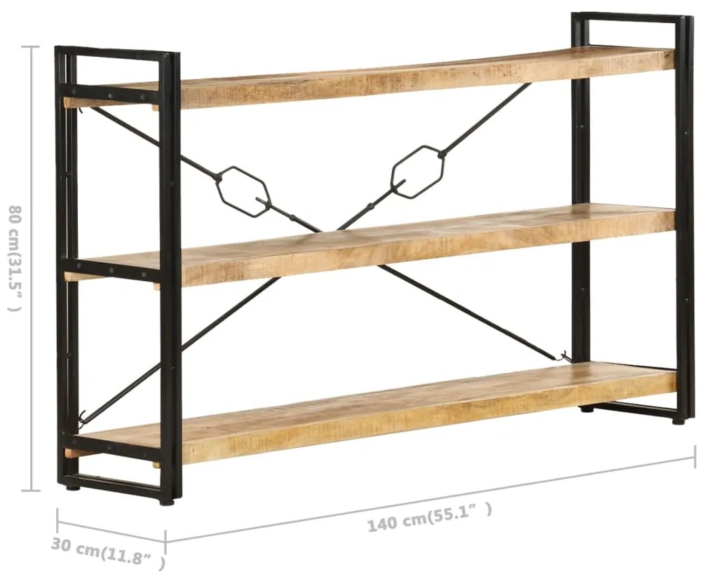 Estante c/ 3 prateleiras 140x30x80 cm madeira mangueira maciça