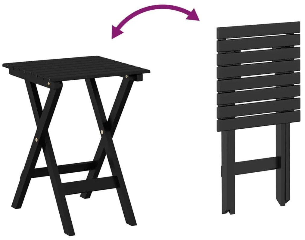 Mesa de apoio dobrável madeira de álamo maciça preto