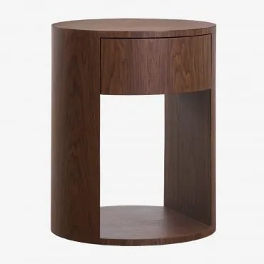 Mesa Auxiliar Redonda Ø40 Cm Em Mdf Adrido Castanho Nogal Oscuro - Sklum