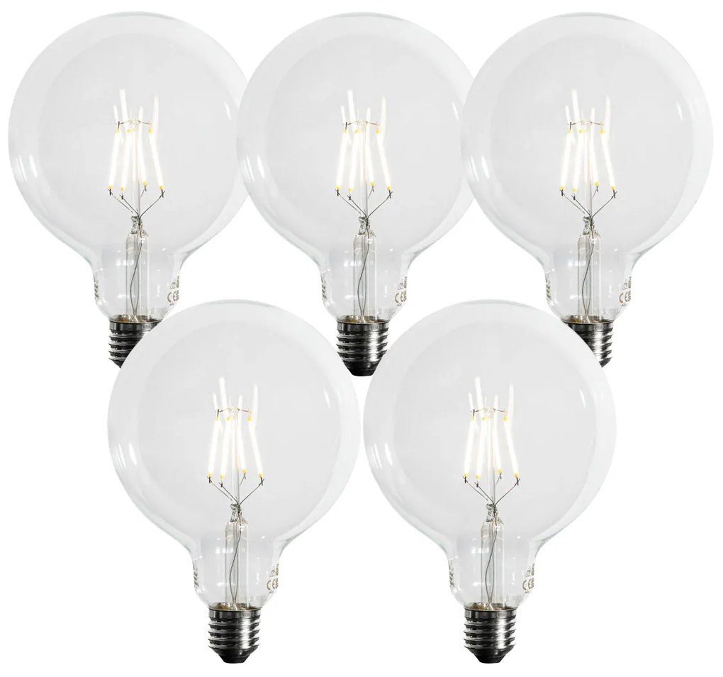 Conjunto de 5 Lâmpadas LED E27 Reguláveis em 3 Passos Filamento Espiral G125 4W 450 lm 3000K