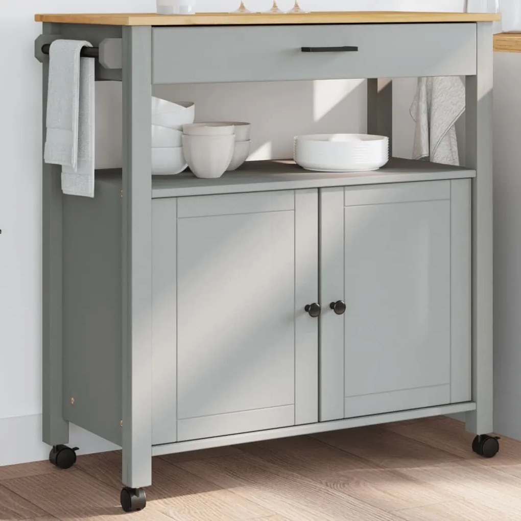 vidaXL Carrinho de cozinha MONZA 84x40x90 cm madeira de pinho maciça