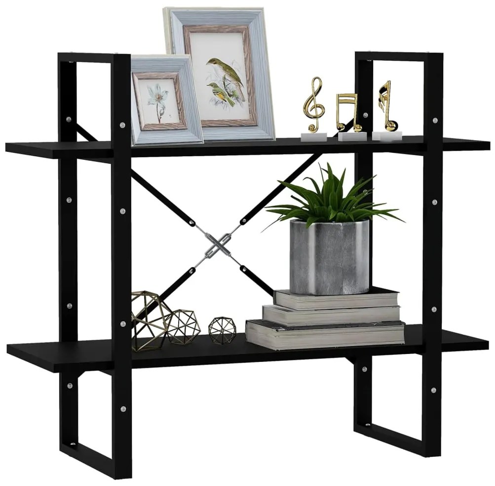 Estante com 2 prateleiras 80x30x70 cm pinho maciço preto