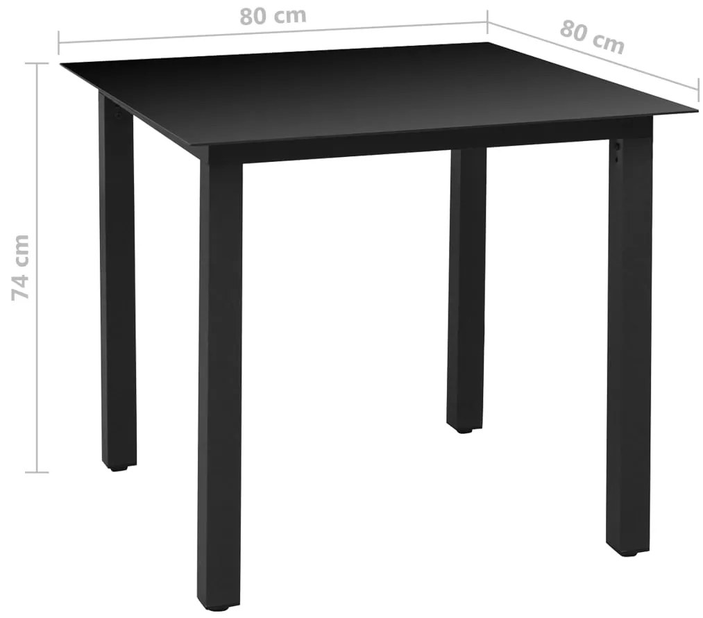 5 pcs conjunto de jantar para jardim alumínio preto