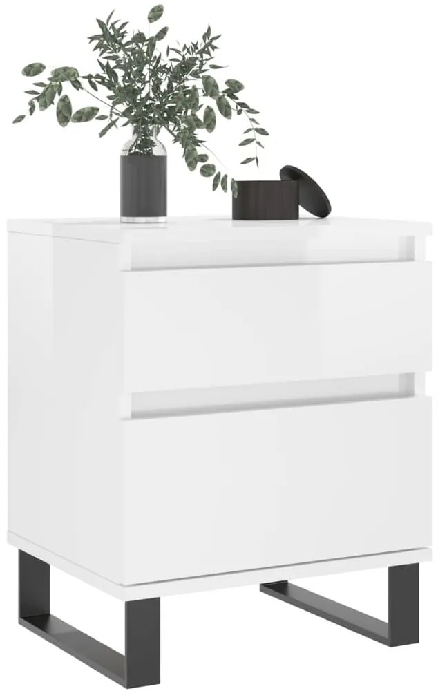 Mesa de cabeceira 2 pcs derivados de madeira branco brilhante