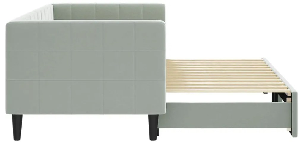 Sofá-cama com gavetão 80x200 cm veludo cinzento-claro