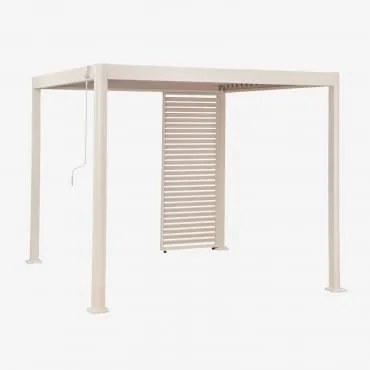 Pérgola Bioclimática De Alumínio Com Lâminas E Painel Druvia Tapioca Bege & Pérgula De 3x3 M Com 1 Painel De 90,5 Cm - Sklum