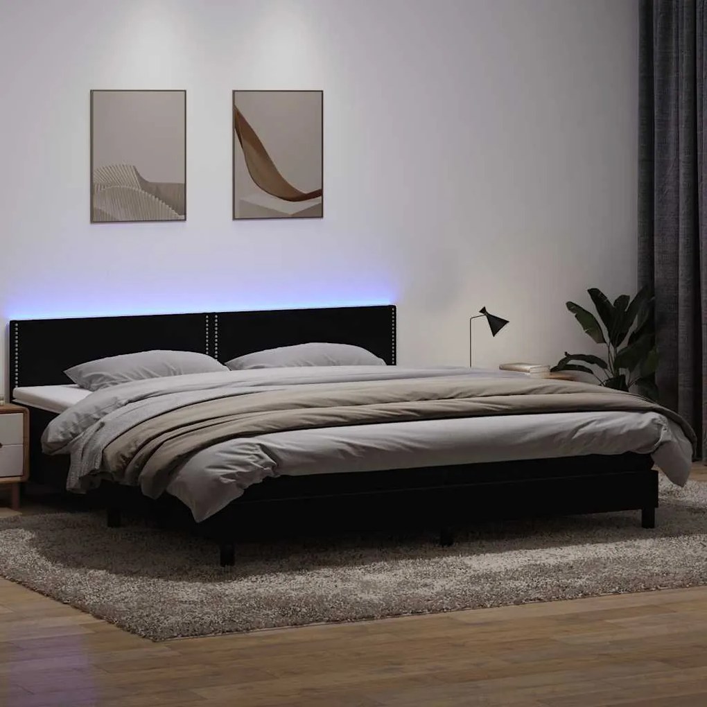 vidaXL Cama box spring c/ colchão e LED 200x220 cm veludo preto