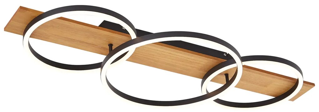 Plafon de design preto redondo com LED regulável em 3 níveis e 3 luzes - Nimue Design