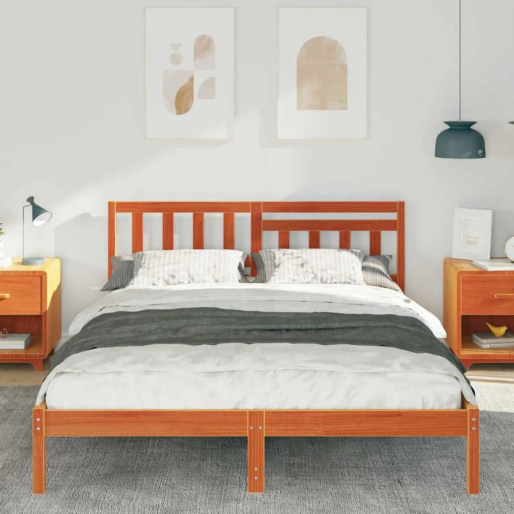 Estrutura da Cama com cabeceira Castanho-mel 140 x 200 cm