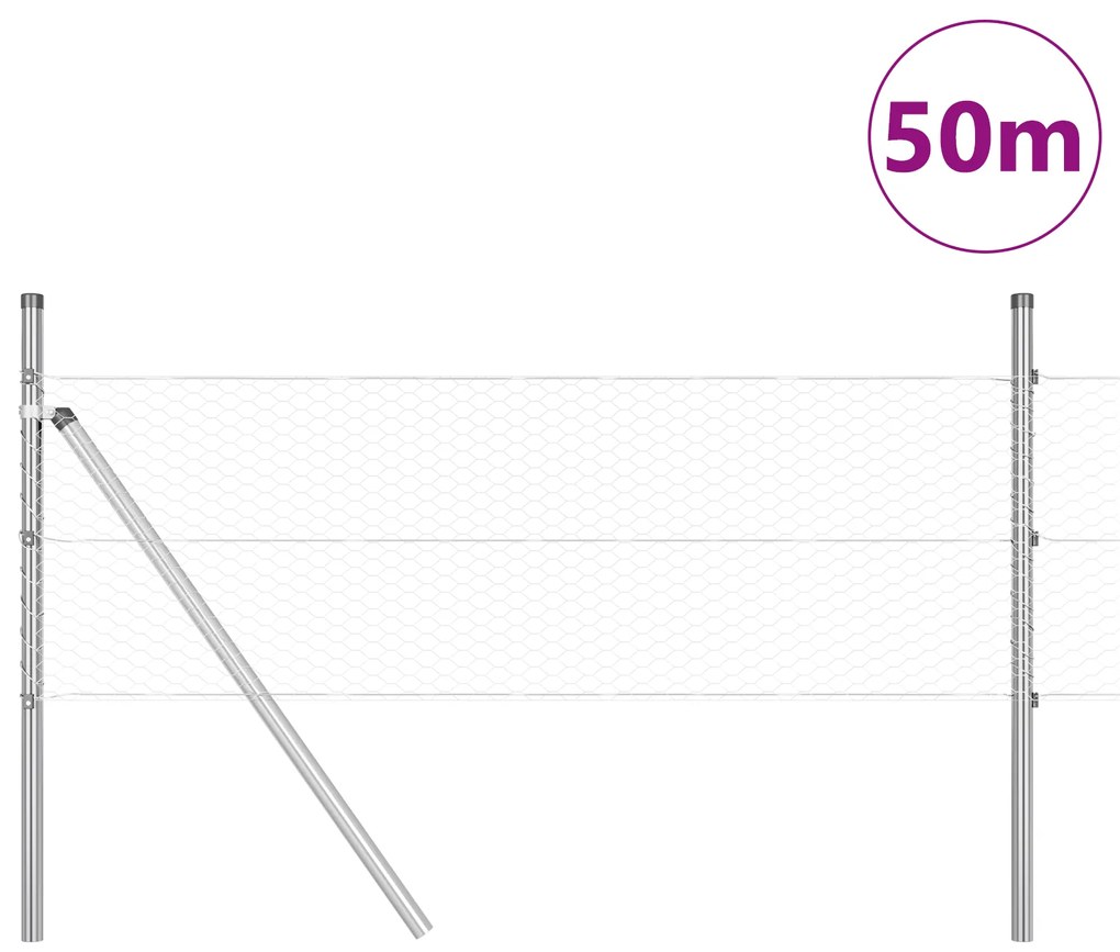 Cerca Hexagonal vidaXL 0,4x50 m Aço Galvanizado