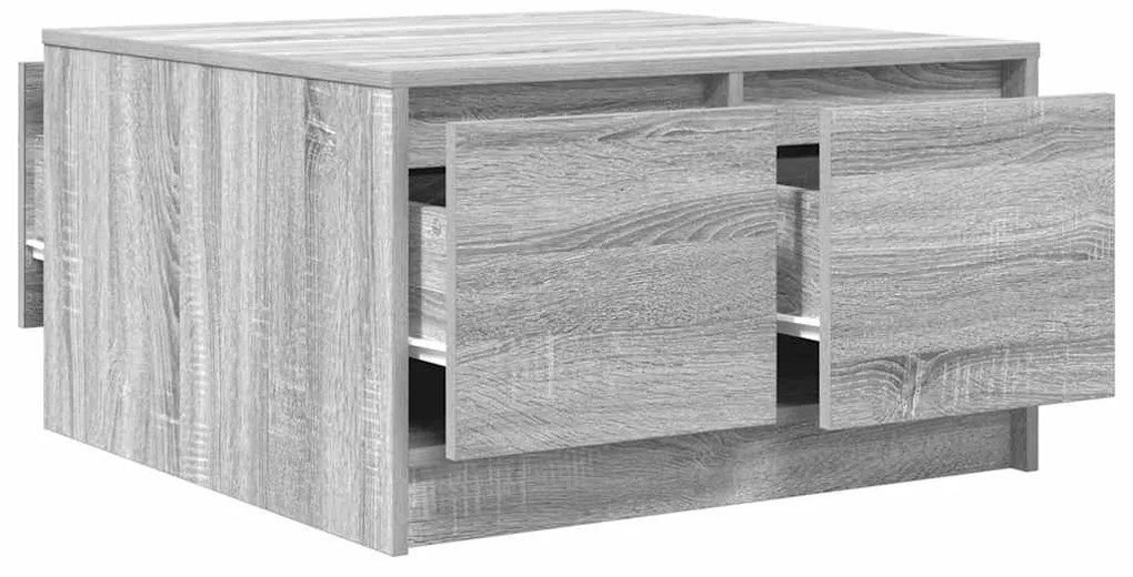 Mesa de centro com gavetas 70,5x70x40 cm sonoma cinzento