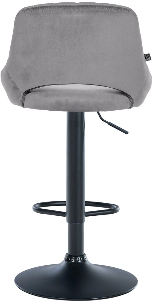 Banco alto Milet em veludo com estrutura preta 85-106 x 47 x 48 cm Cinzento