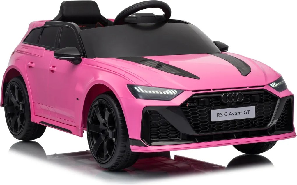 Carro elétrico para Crianças 12V 4x4 Audi RS6 Avant GT Rodas de espuma EVA, Assento Couro ecológico Rosa