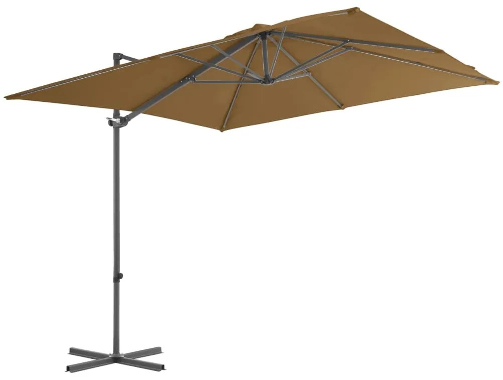 Guarda-sol cantilever c/ poste aço 250x250 cm cinza-acastanhado