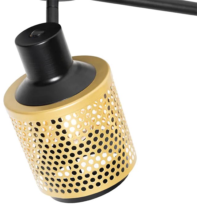 Foco industrial preto com dourado 3 luzes - Kayden Industrial