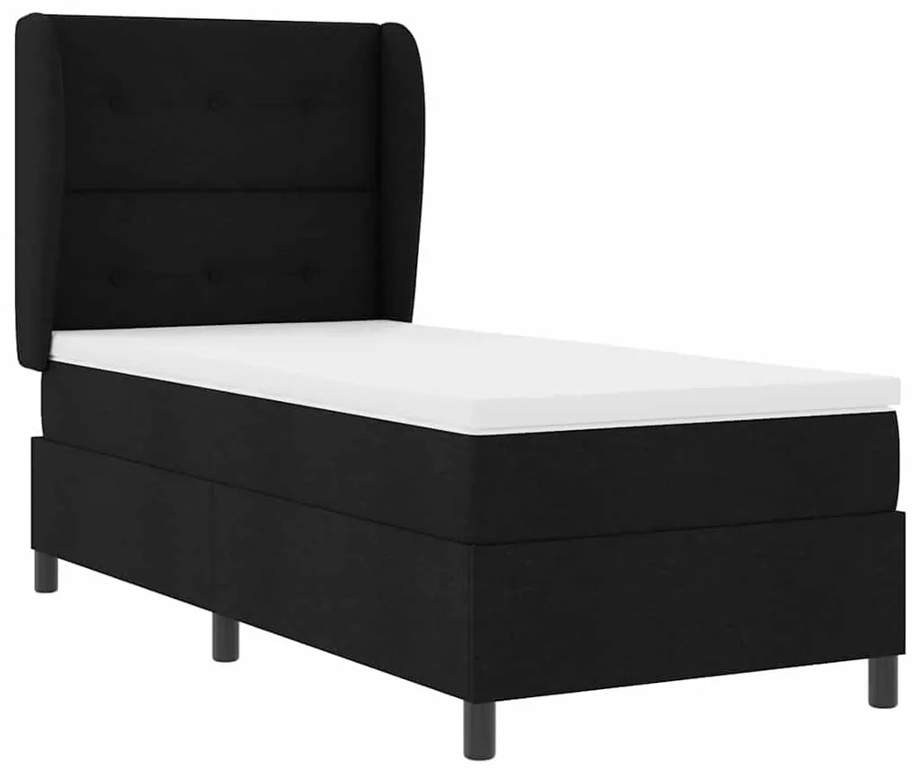 Cama com Estrado e Colchão Preto 100x200 cm Tecido.