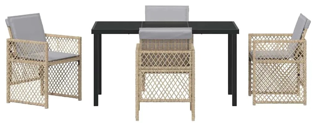 Conjunto de Jantar de Jardim VidaXL 5 Peças com Almofadas Bege Poli Ra