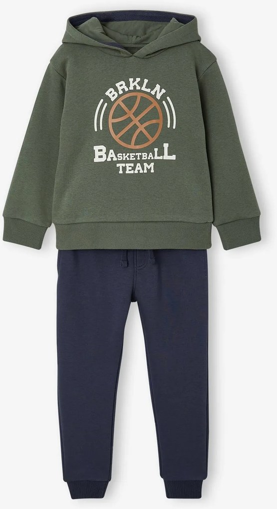 Conjunto de desporto com capuz para menino verde-salva