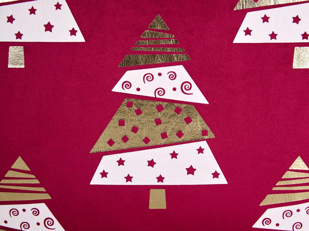 Conjunto de 2 almofadas decorativas com padrão natalício em veludo vermelho 45 x 45 cm GOLDSPRUCE Beliani