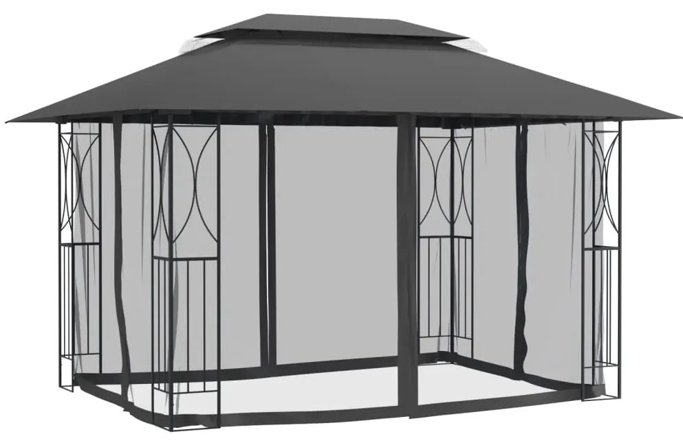 Gazebo com paredes laterais 400x300x270 cm aço antracite