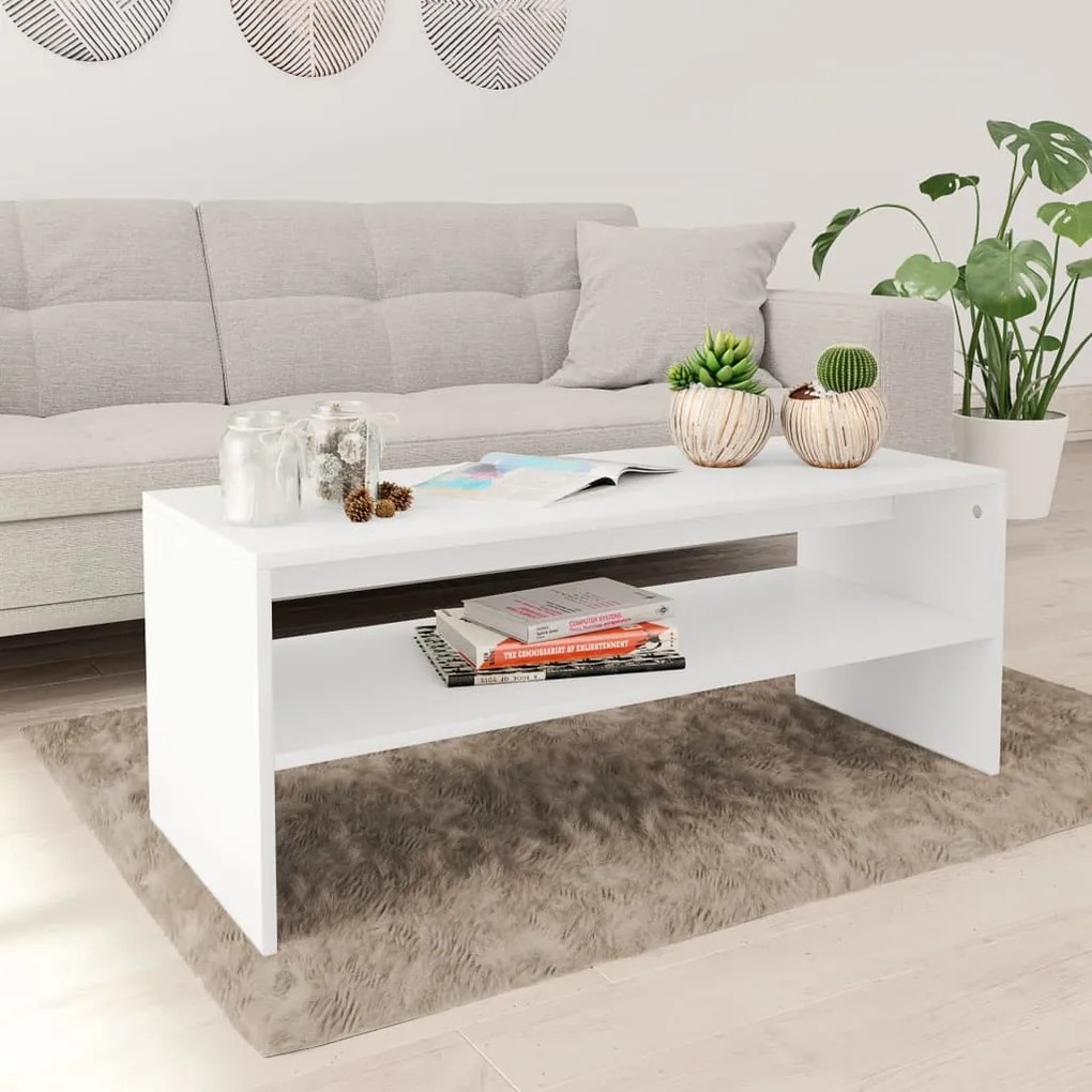 800126 vidaXL Mesa de centro 100x40x40 cm contraplacado branco