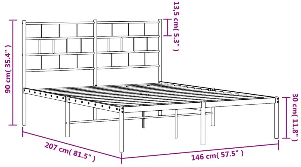 Estrutura de cama com cabeceira 140x200 cm metal branco