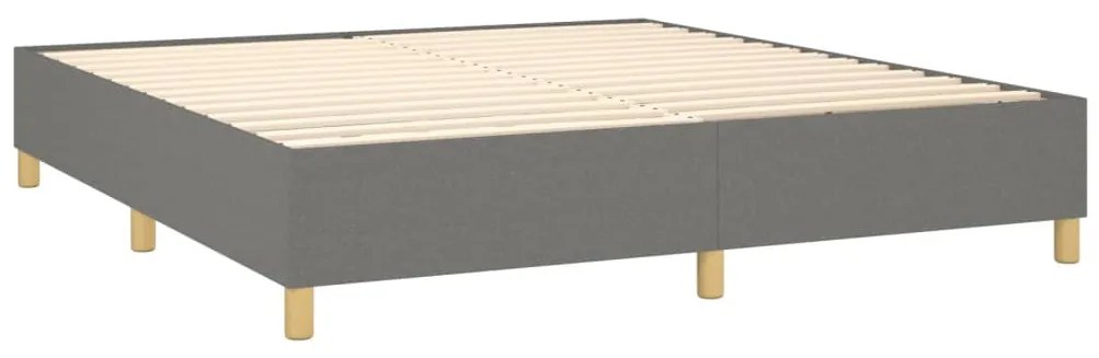 Cama box spring c/ colchão e LED 180x200 cm tecido cinza-escuro