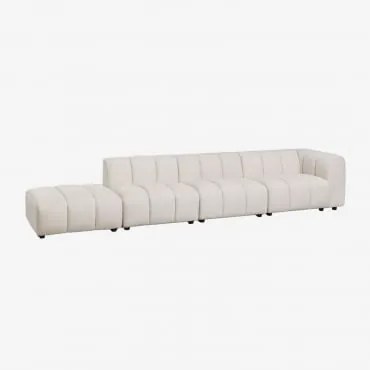 Sofá Modular De Canto Direito De 3 Peças E Puff Em Tecido Bouclé Eliot Bouclé Creme Bege - Sklum