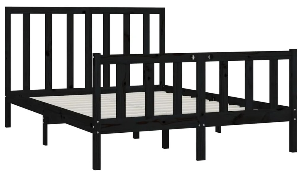 Estrutura de cama king 150x200 cm madeira maciça preto