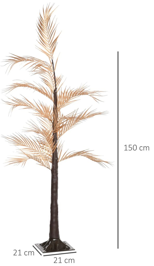HOMCOM Árvore Palmeira com 150 Luzes LED IP44 Branco Quente Árvore Dec