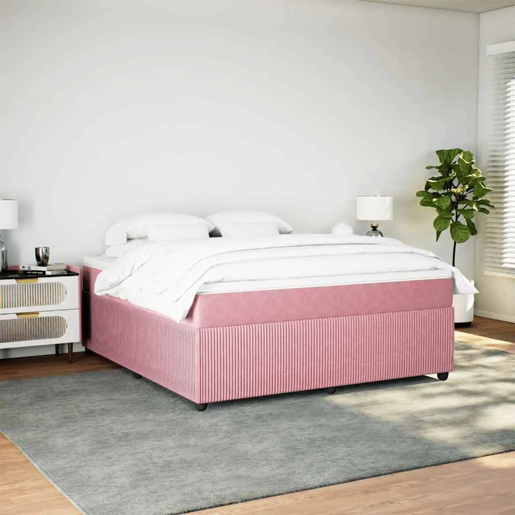 Cama com molas/colchão 180x200 cm veludo rosa