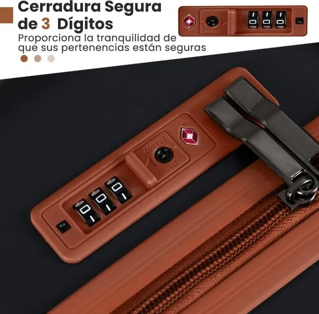 Conjunto de bagagem de 3 peças malas rígidas com fechadura com Alças telescópicas de alumínio e rodas giratórias Preto