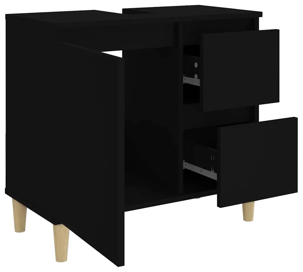 Armário de casa de banho 65x33x60cm derivados de madeira preto